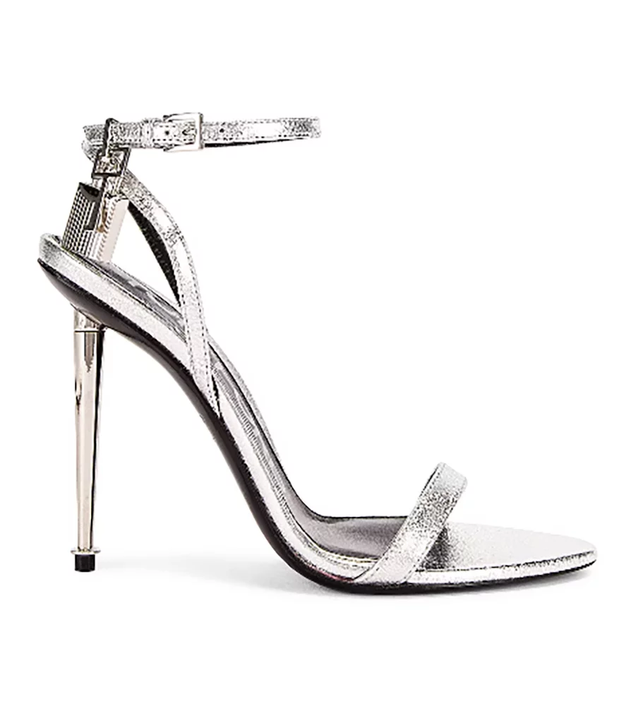 best silver stiletto heels Tom Ford padlock