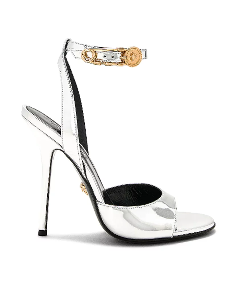 Silver Leather High Block Heels With Open Toe | Whistles |