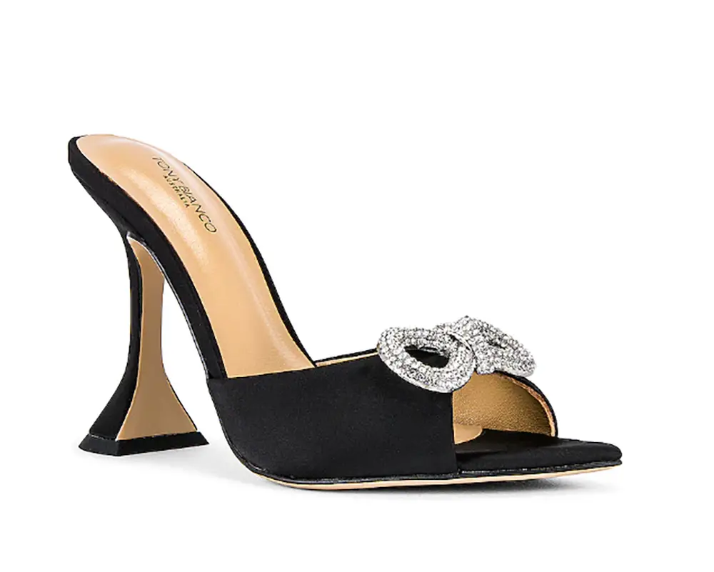 square heels black crystal mules glam