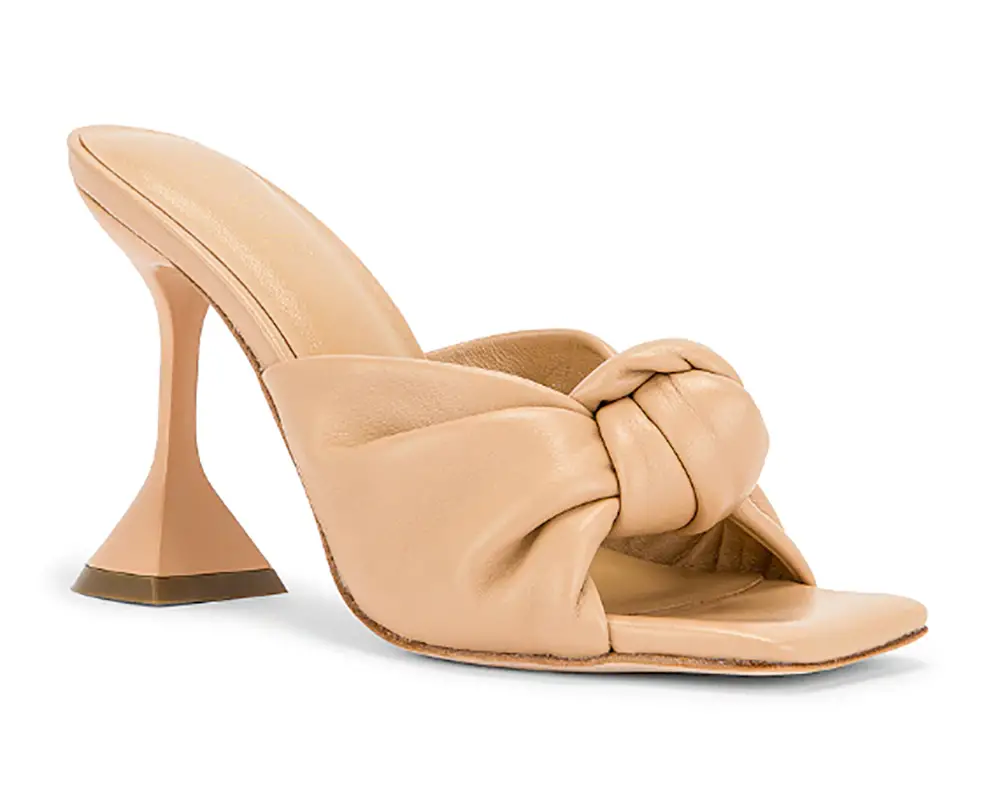 nude square heel mules leather 