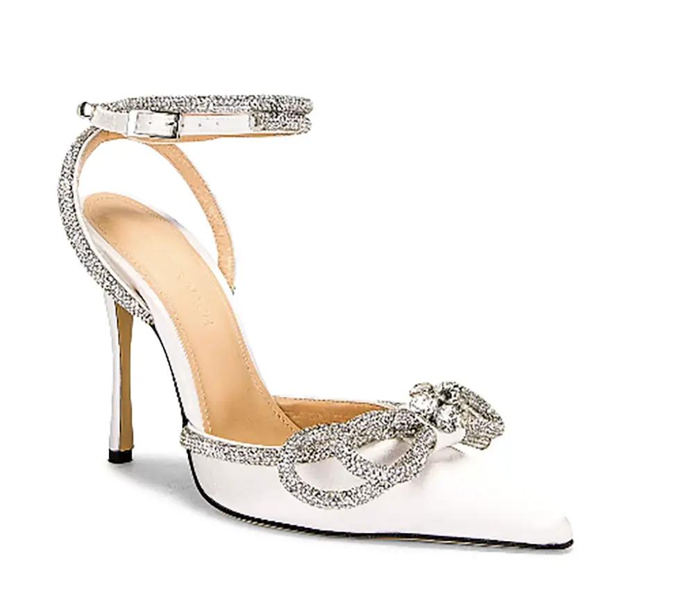 bridal shoes white satin pumps crystal bows
