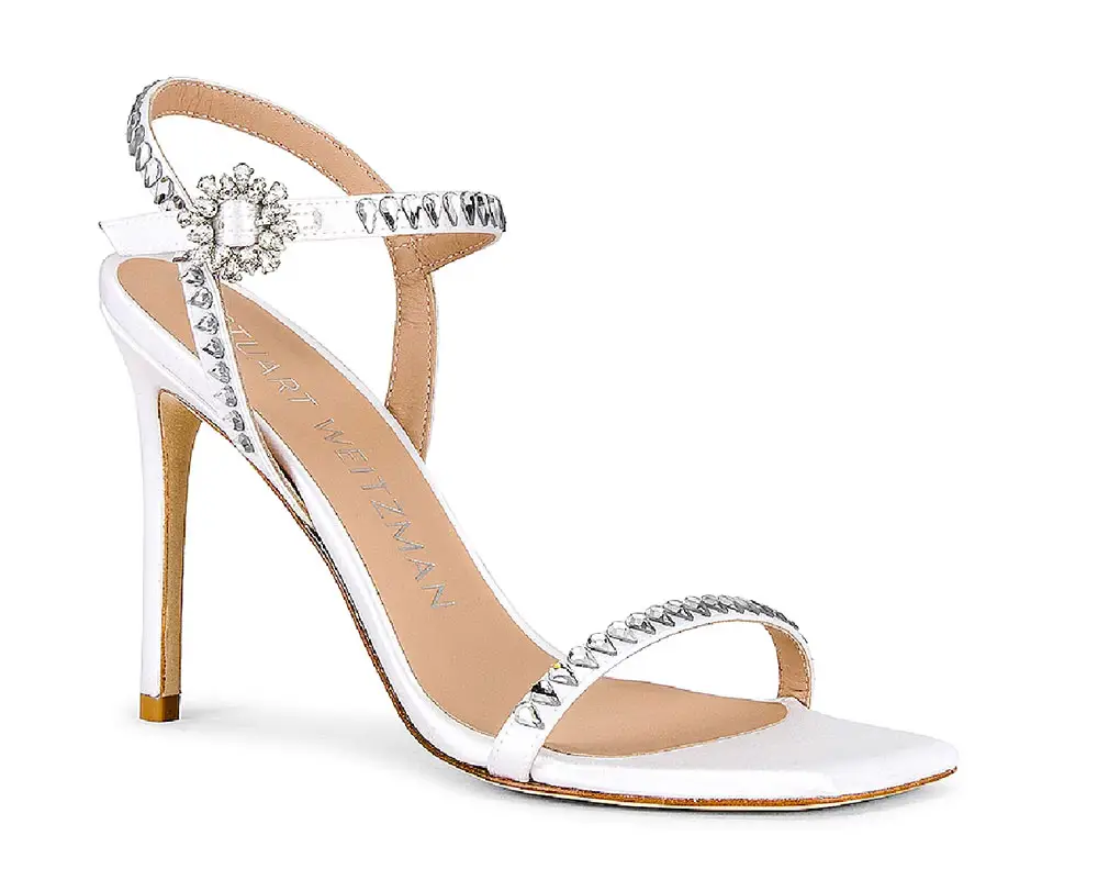 white strappy heels crystal sandals
