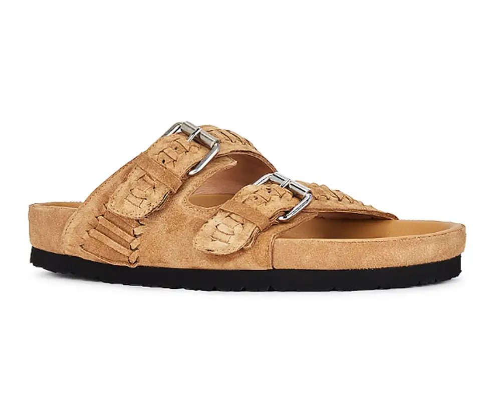 buckle sandals womens flat tan 