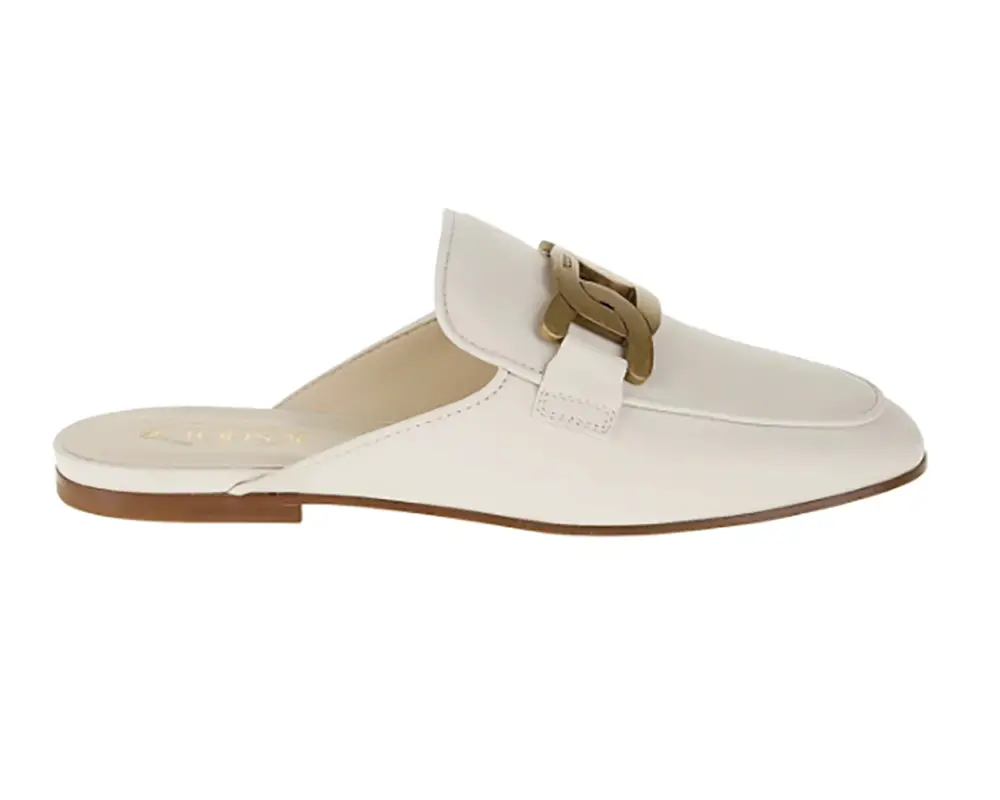 flat mules womens white leather shoes