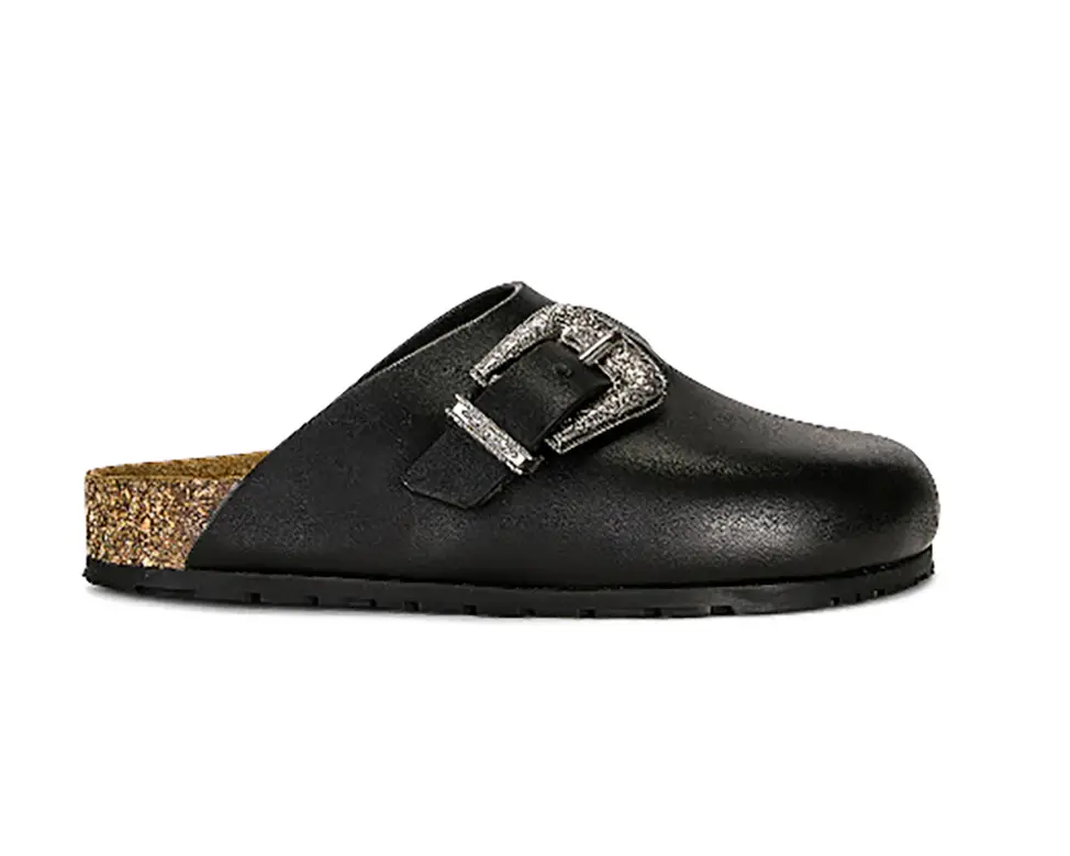 womens clog mules black leather