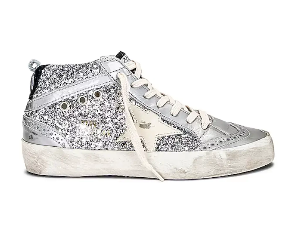 golden goose sneakers expensive sparkly silver
