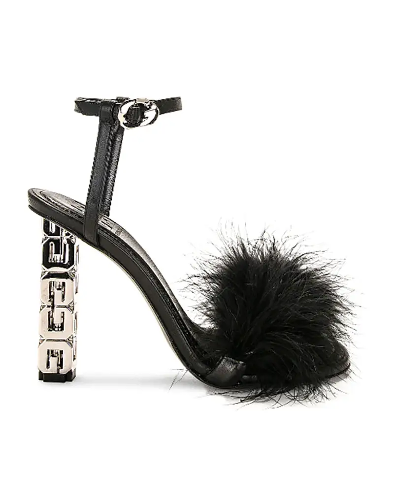 feather heel sandals black Givenchy G cube 