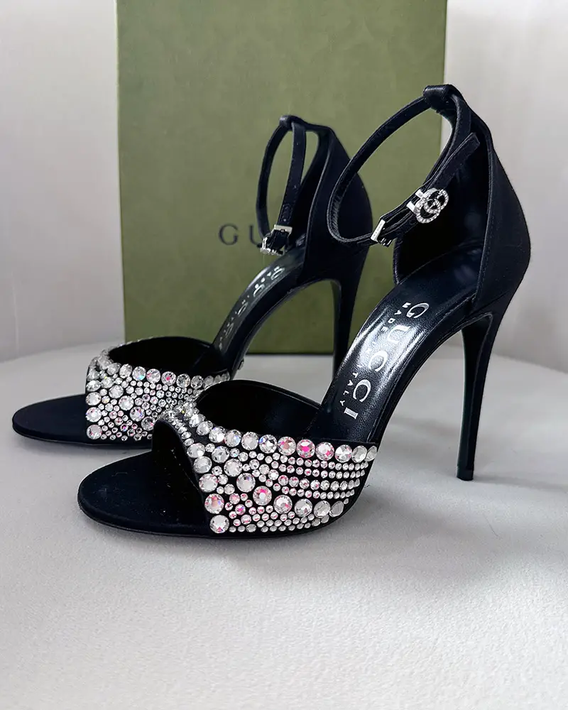 gucci womens shoes review high heel sandals black crystal