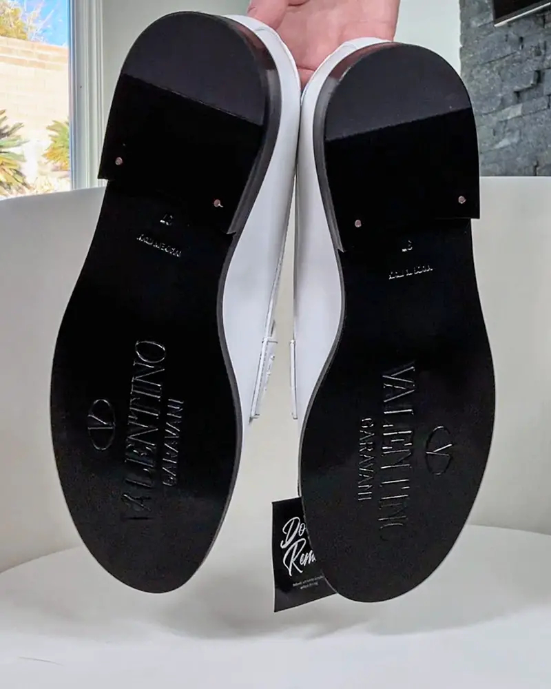 Valentino Garavani loafers white close up soles