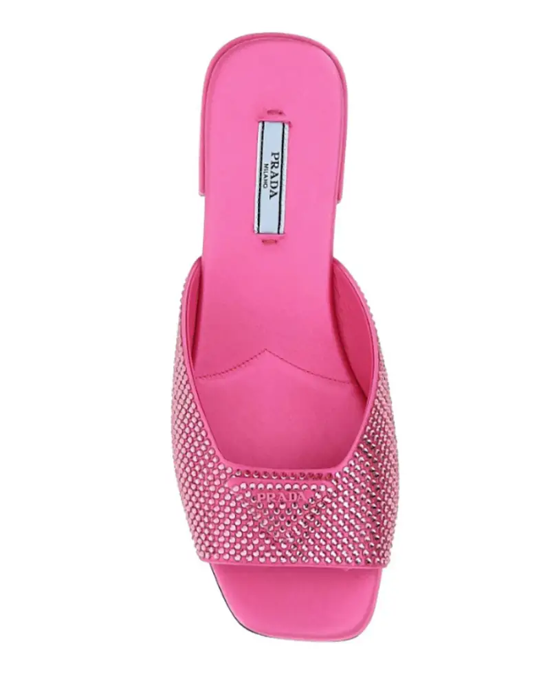 best designer sandals 2024 prada crystal slides pink