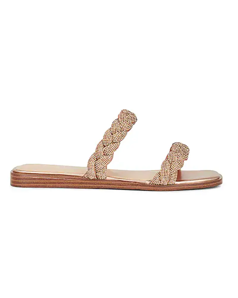 braided strap sandals flat metallic gold in style