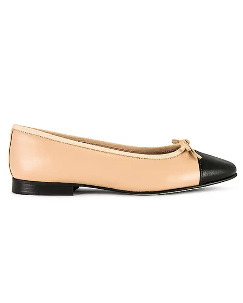two tone ballet flats womens tan black leather chanel dupe