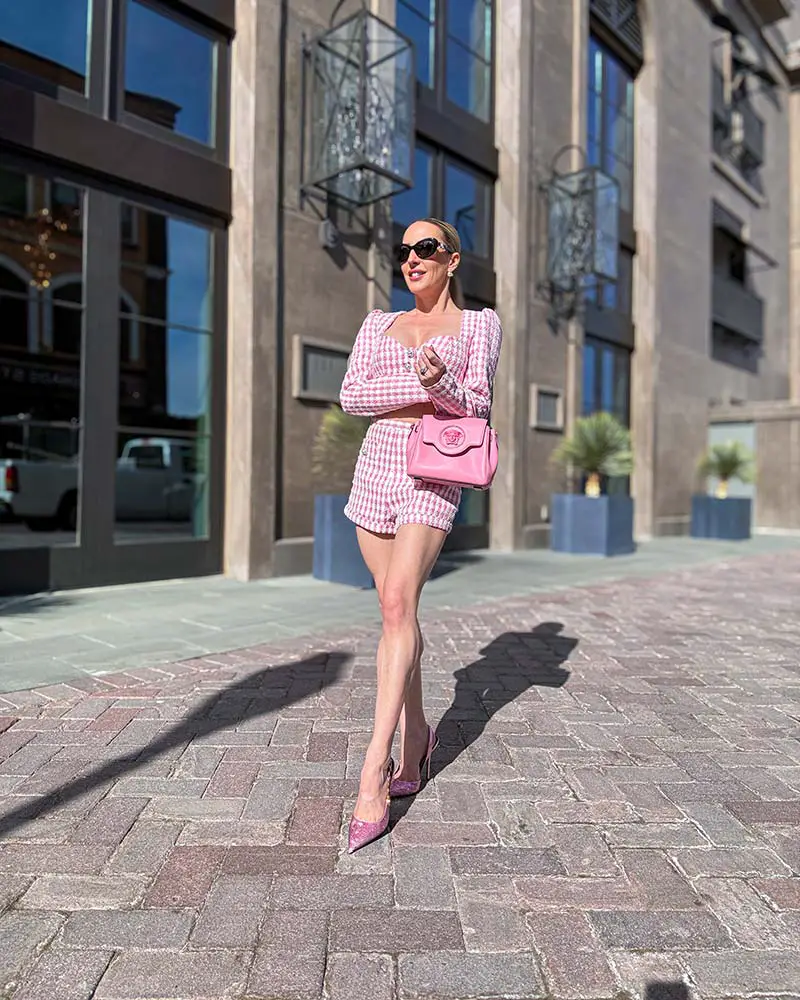 versace crystal safety pin pumps pink designer heels