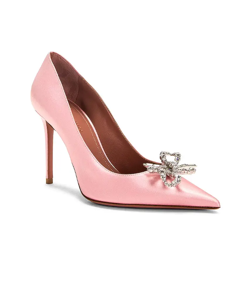 oscar shoes 2024 arianna grande pink satin pump heels
